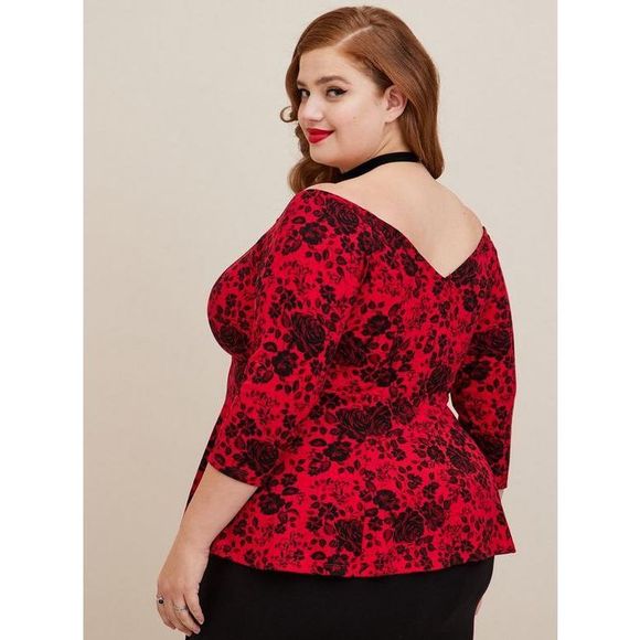 Torrid Ponte Sweetheart Peplum Top (Sz 2) - Picture 9 of 11